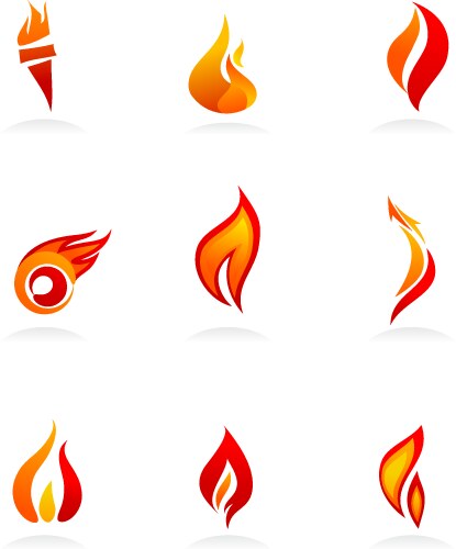 Cartoon fire flames set Royalty Free Vector Image