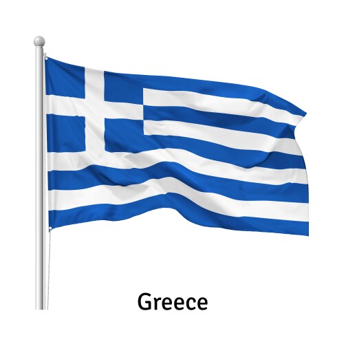 Greek Flag on Flagpole Vector Image