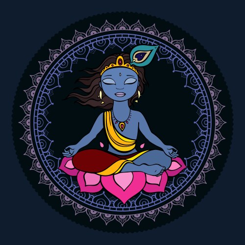 Krishna God - Hindu Deity Vector Image