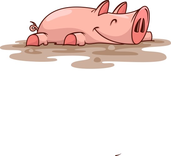 Cute Pink Pig in Dirt Vector Image