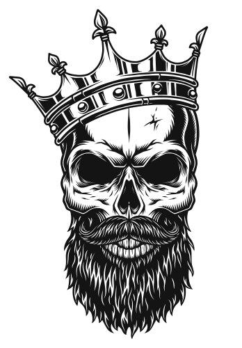 black and white skull in crown vector image