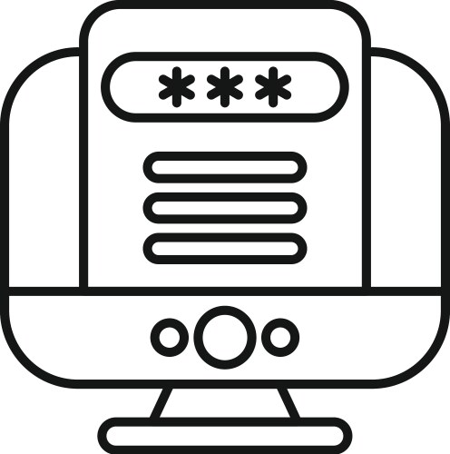 Desktop computer displaying password protected vector image