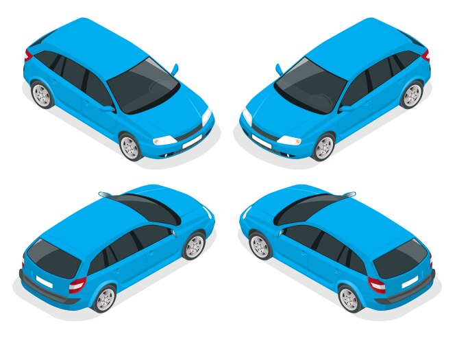 Car accidents isometric set Royalty Free Vector Image