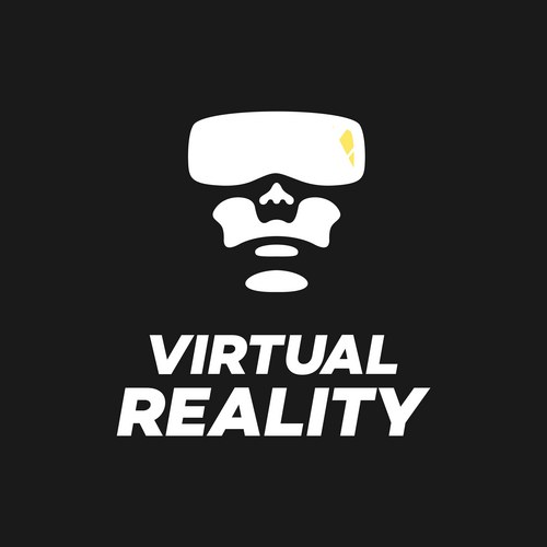 VR Headset Man Negative Space Logo Vector Image