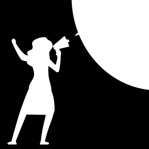 Woman with megaphone silhouette speech vector image