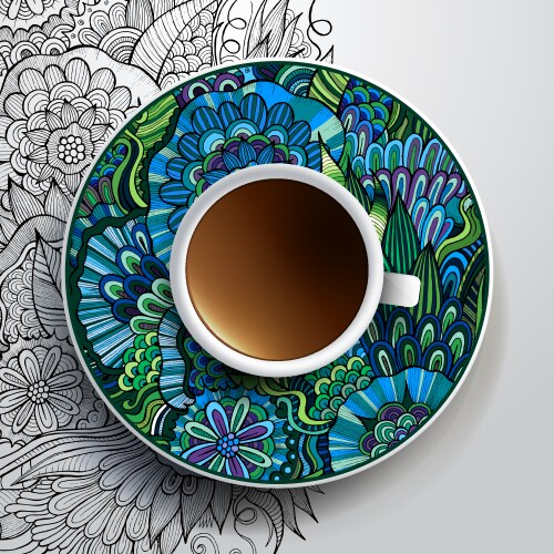 Floral Coffee Ornament Vector Image