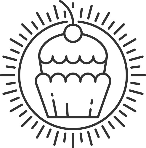 cupcake logo thin line sweet pastry icon vector image