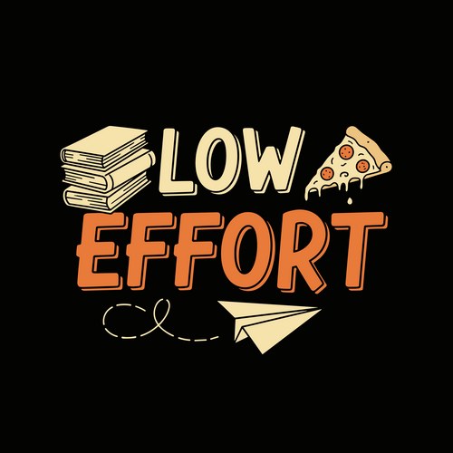 Low effort typography with books pizza and paper Vector Image
