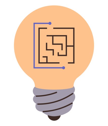 Lightbulb with a maze pattern and circuit lines vector image