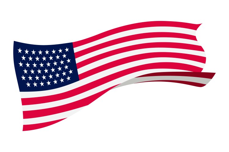 Waving flag american on white background Vector Image