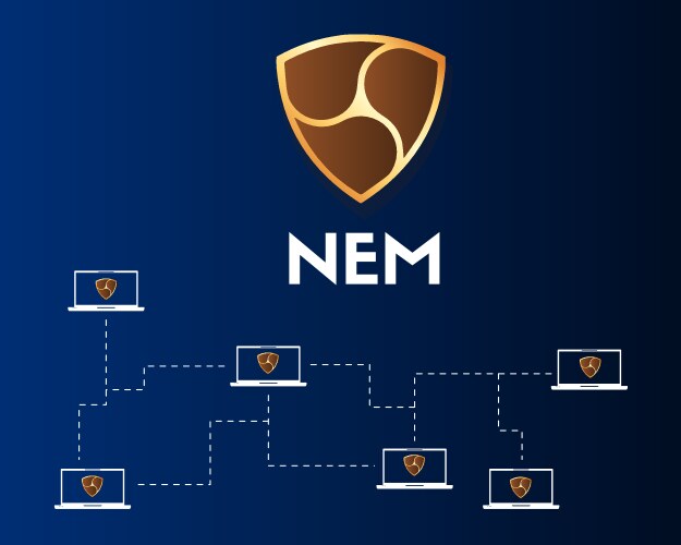Cryptocurrency nem blockchain networking vector image
