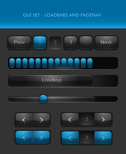 Loader Bars & Navigation UI Elements vector image