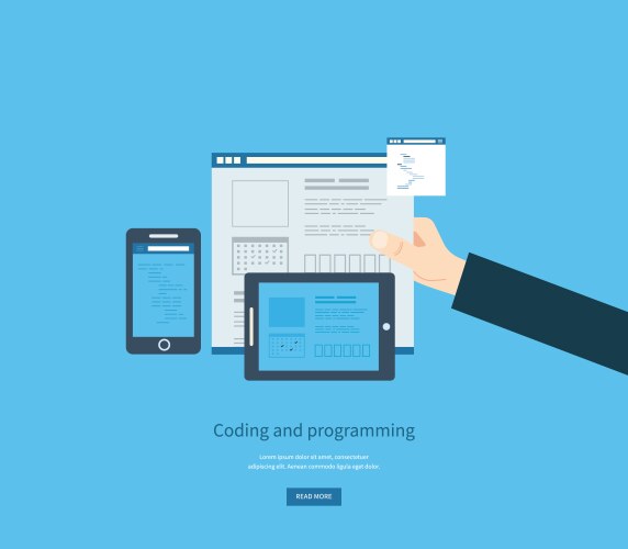 Programming and coding web development search vector image
