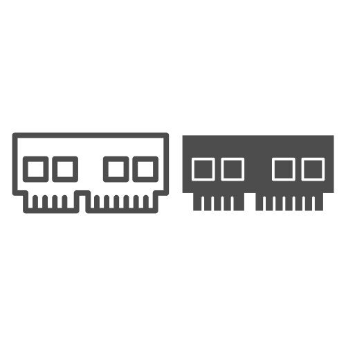 Ram line and solid icon computer hardware memory vector image