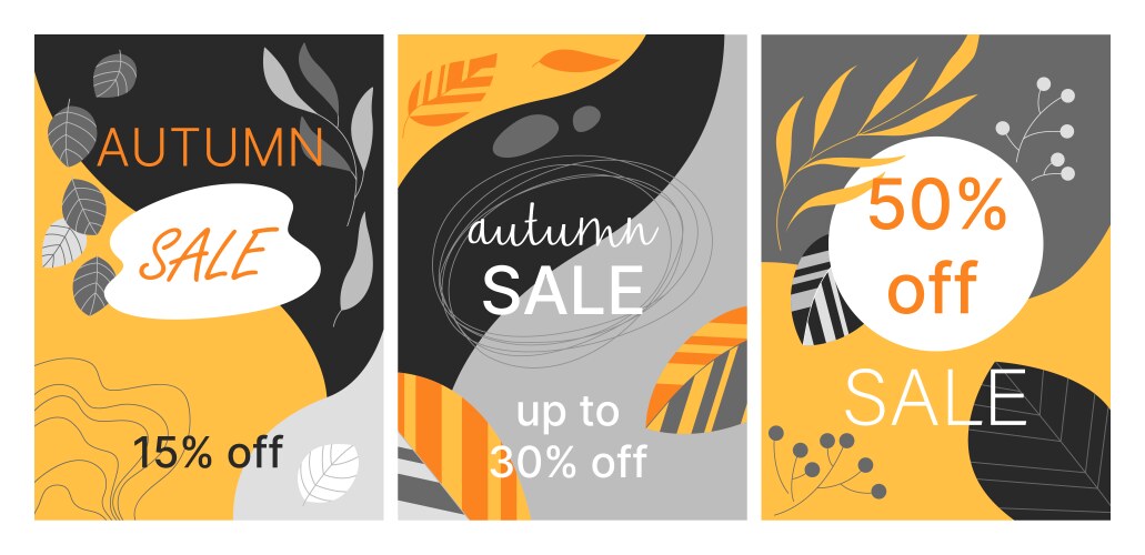 Autumn sales set lines and geometric shapes fall vector image