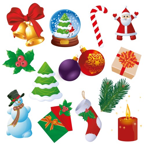 Christmas element set vector image