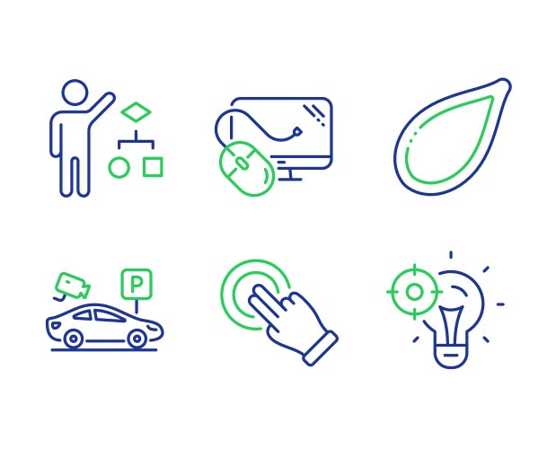 Algorithm computer mouse and pumpkin seed icons vektorbild