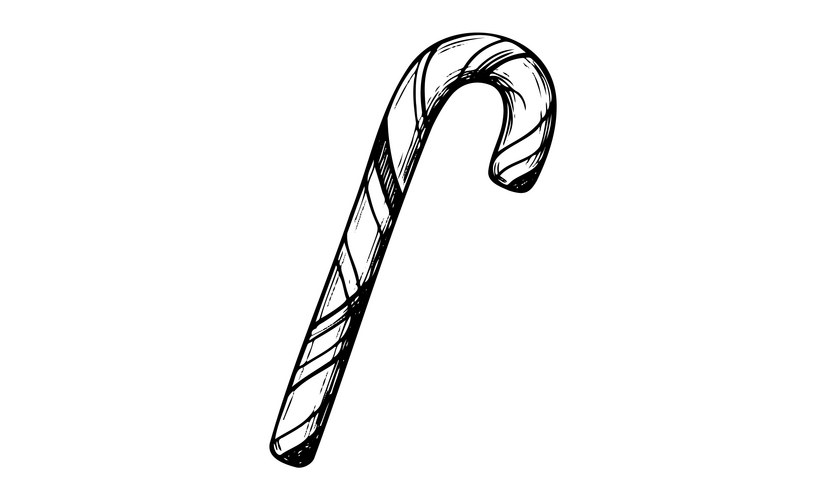 Candy Cane Sketch - Festive Stripes Vector Image