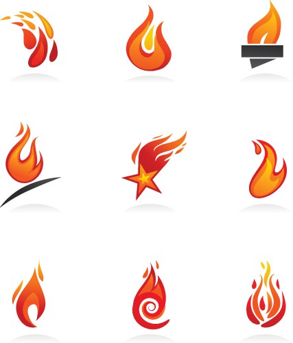 Cartoon fire flames set Royalty Free Vector Image