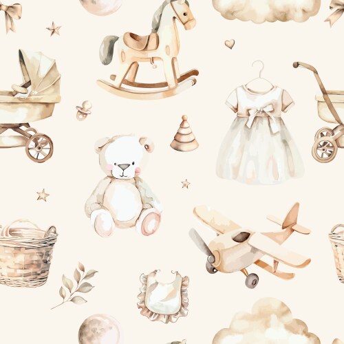 Watercolor Baby Girl Clipart Set Vector Image