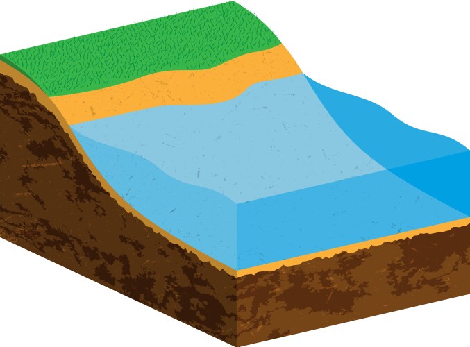 Earth Cross-Section with Land and Water Vector Image