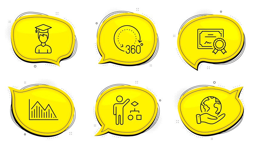 Algorithm 360 degrees and investment graph icons vector image