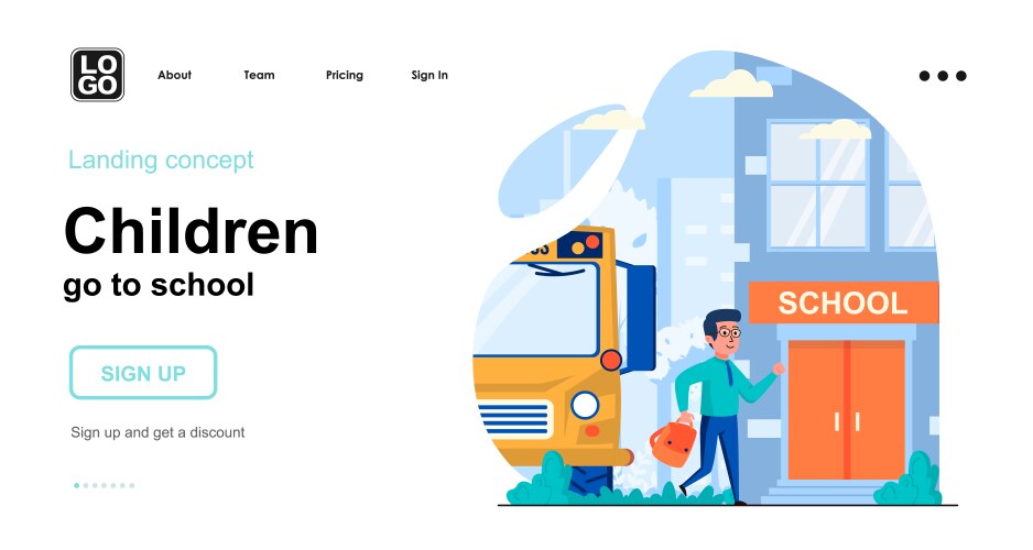 Children go to school web concept schoolboy came vector image