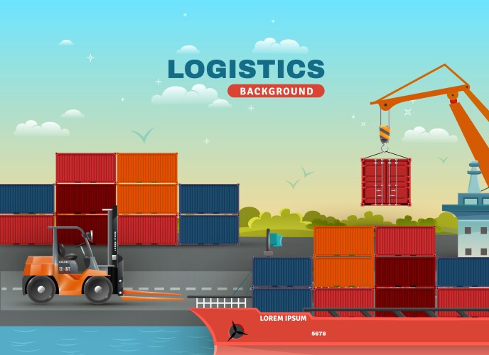 Freight cargo transport icons background in flat Vector Image