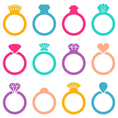 Wedding ring icons Royalty Free Vector Image - VectorStock