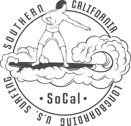 Vintage monochrome surfing emblems Royalty Free Vector Image