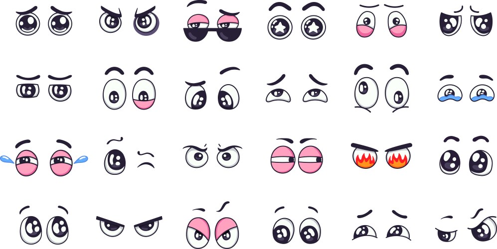 Cartoon eyes comic funny expression vector image