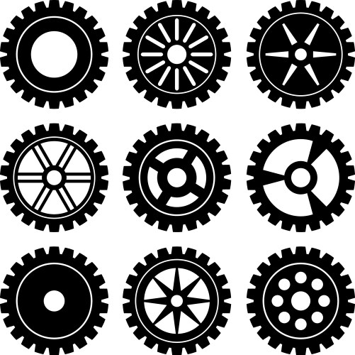 Gears set stroke Royalty Free Vector Image - VectorStock