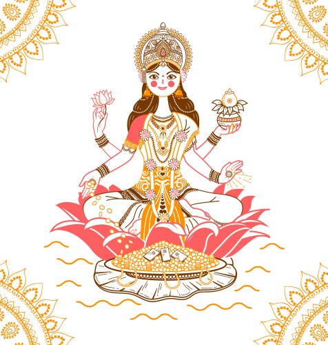 Goddess Lakshmi - Diwali Poster Vector Image