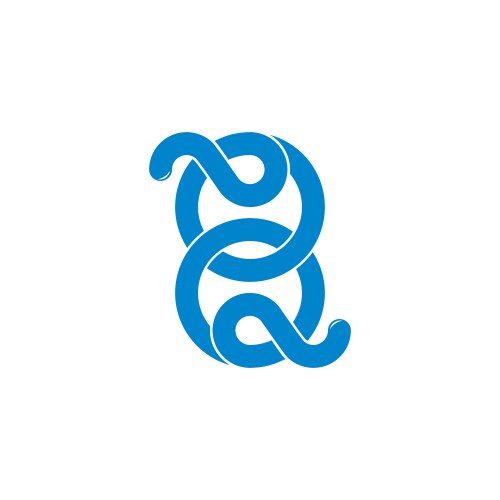 Linked circle loop overlapping line logo vector image