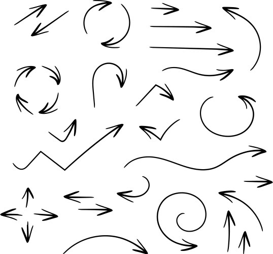 Black Arrow Set - Pen & Sketch Vector Image