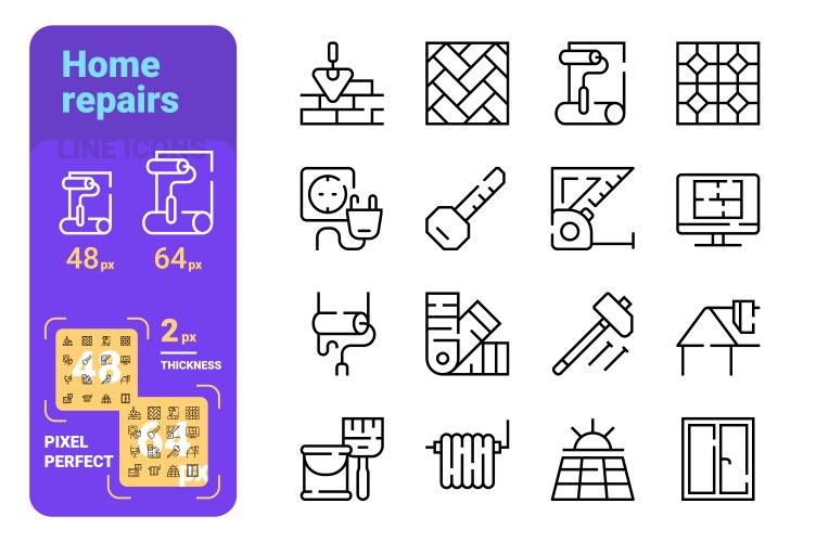 home repairs icons set vector