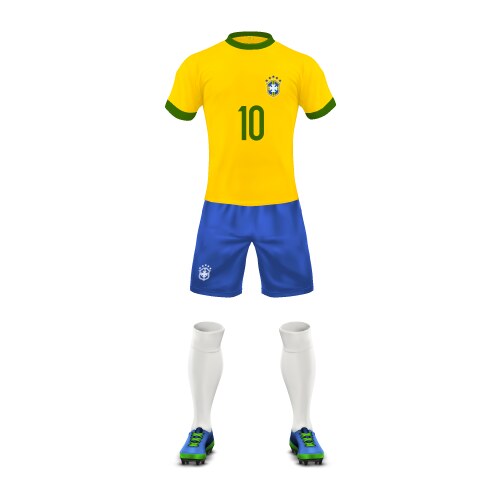 realistic soccer uniform of a brazil team vector