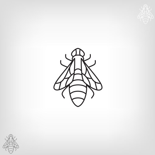 stylized silhouette of a bee on light background vector image