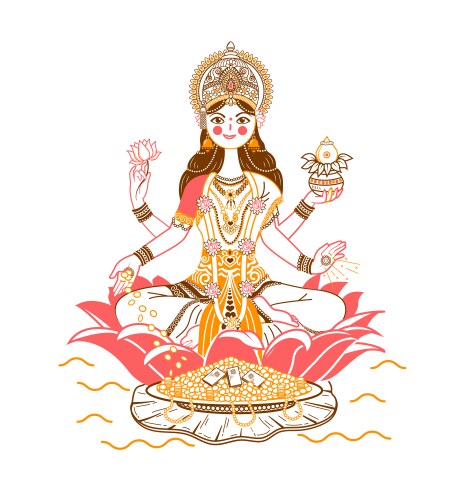 Hindu Goddess Lakshmi Icon Vector Image