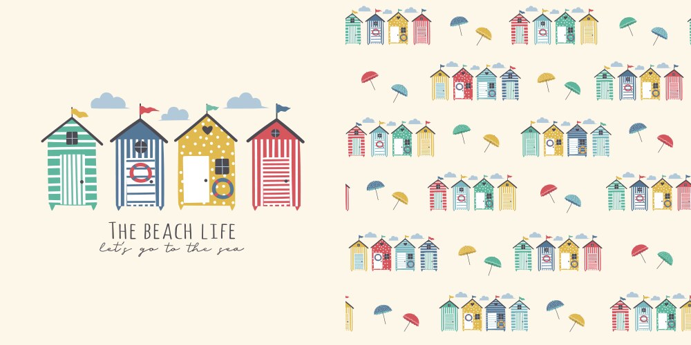 Beach House Pattern - Kids Apparel Vector Image