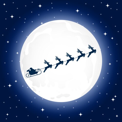 Santa claus rides reindeer in a sleigh sled Vector Image