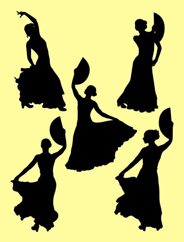 Young passionate woman dancing flamenco silhouette Vector Image
