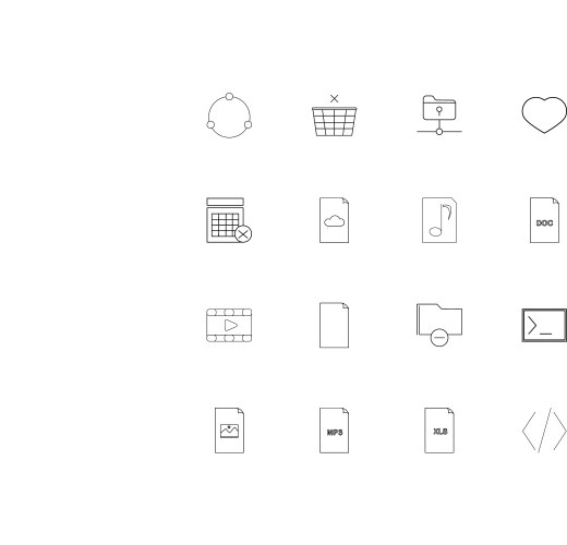 Files and folders sign linear thin icons set vector image