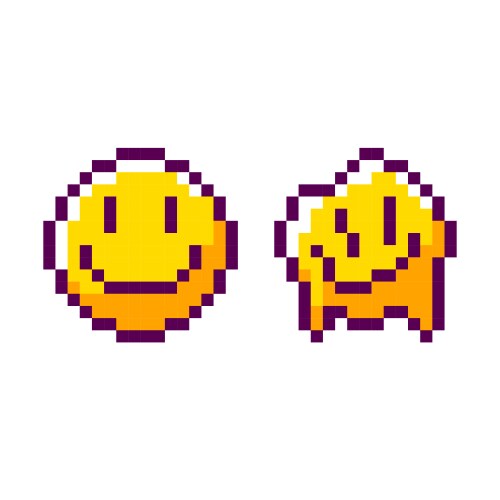 acid trippy smiles in pixel art retro arcade game vector