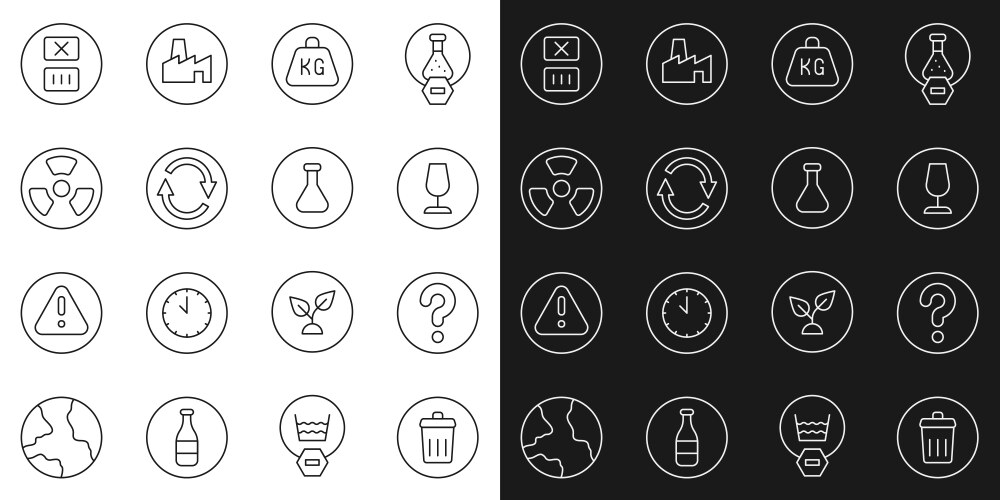 Set line trash can unknown search fragile broken vector image