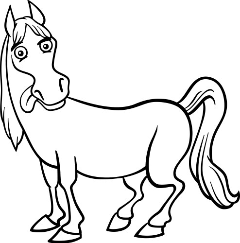 Cartoon Horse Coloring Page Vector Image