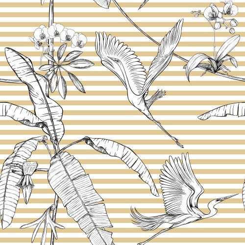 Seamless pattern background with tropical plants Vector Image