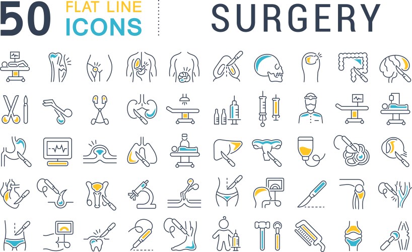 set line icons surgery vector image