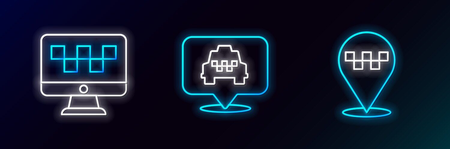 Set line location with taxi computer call service vector image