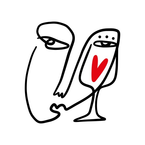Wine & Glass Minimalist Vector Image